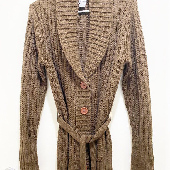 Nevada Shawl Collar Cardigan Sweater Brown S 6-8 - Picture 5 of 11